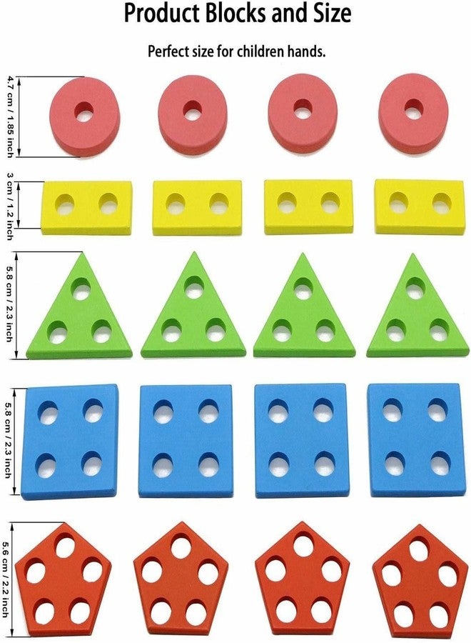 Crazy Buy Wooden Color Recognition & Shape Sorter, Colorful Geometric Board Sorting & Stack Chunky Puzzle Toys for Kids (Multicolor) - Image 4